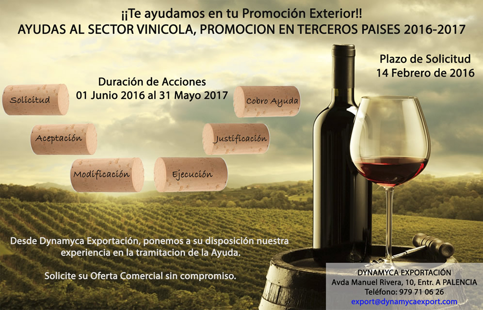 ¡ Promociona tus productos vinícolas en Terceros Países 2016-2017 !